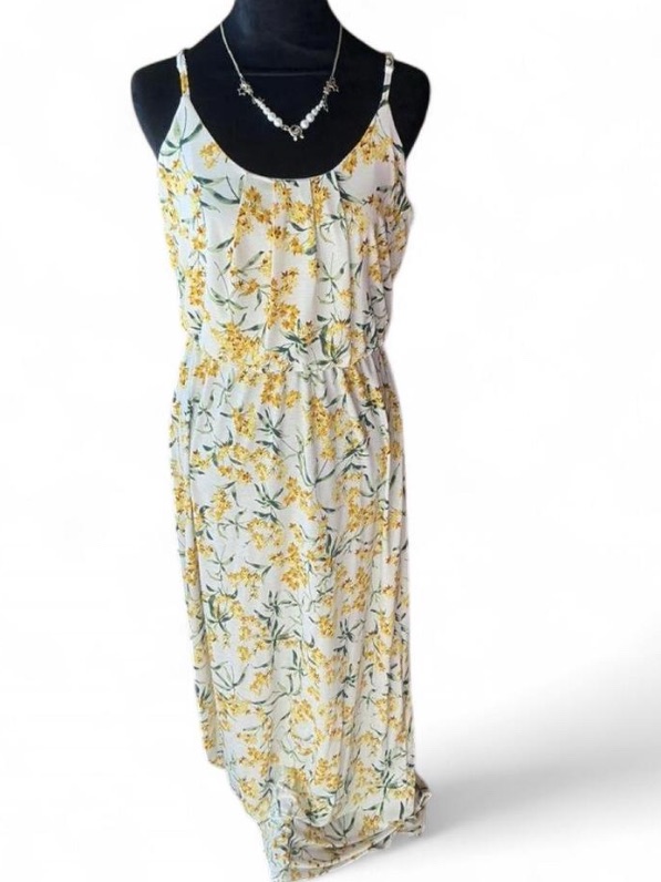 Garden Party Bohemian Yellow And Cream Maxi Column Floral Dress